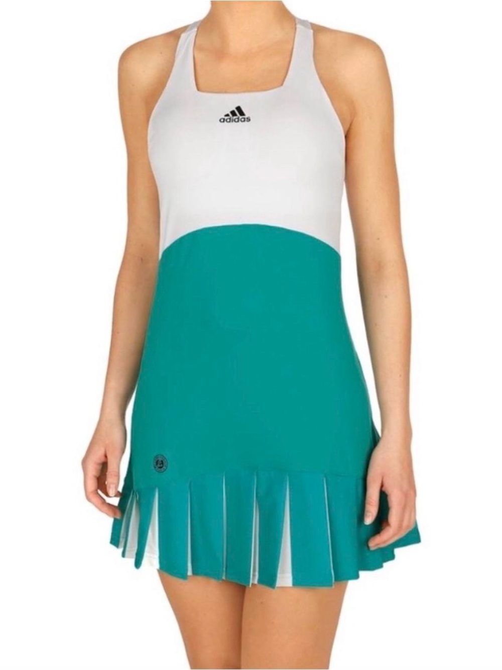 adidas White and Teal Racerback Swim Dress